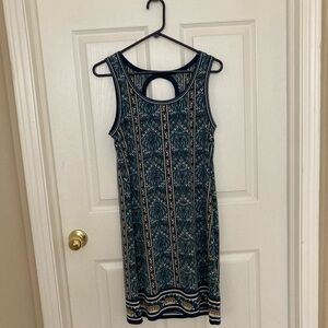 Max Studio Teal and Gold and Blue Sleeveless Dress